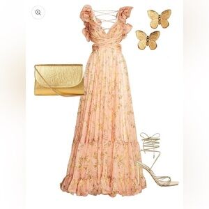 MAC DUGGAL
Pink Ruffle Tiered Floral Cut-Out Chiffon Gown size 10 NWT